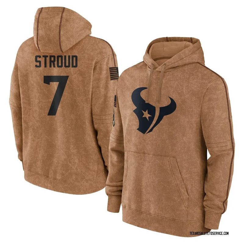 Men's C.J. Stroud Houston Texans Brown 2023 Salute To Service Club Pullover Hoodie