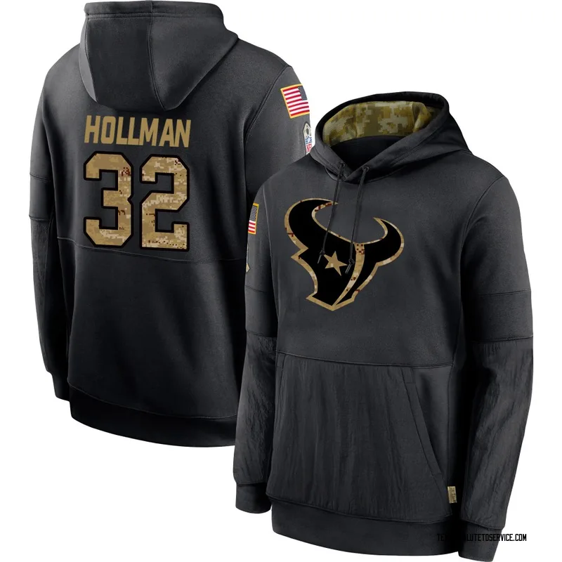 Men's Ka'dar Hollman Houston Texans Black 2020 Salute to Service Sideline Performance Pullover Hoodie