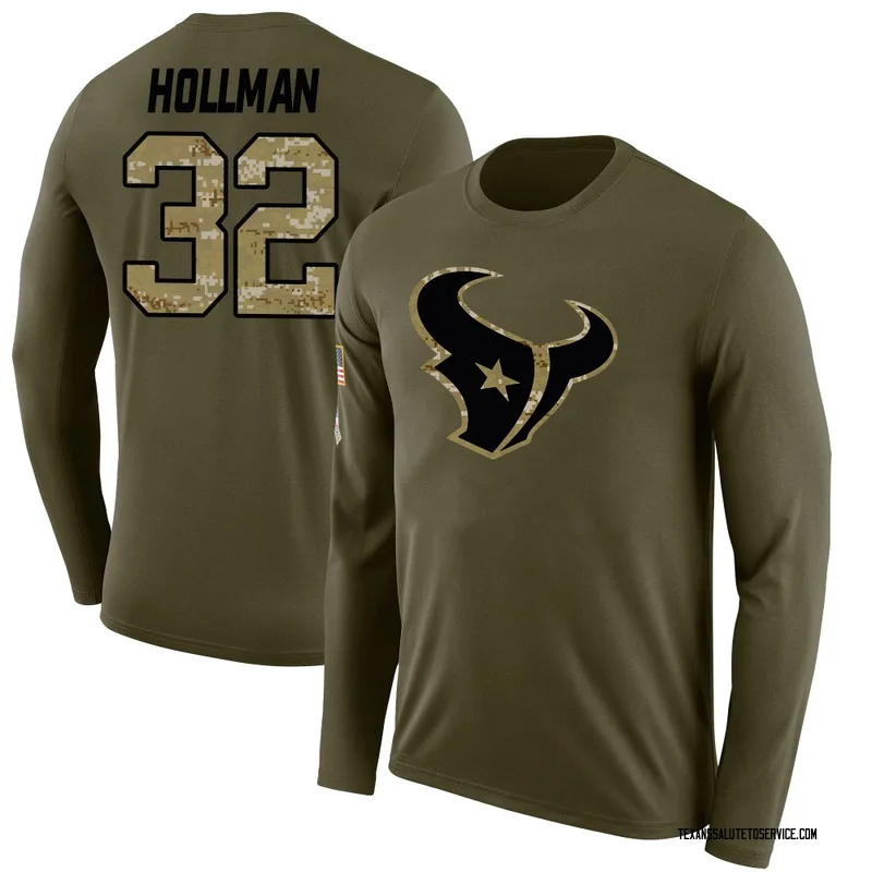 Men's Ka'dar Hollman Houston Texans Legend Olive Salute to Service Sideline Long Sleeve T-Shirt