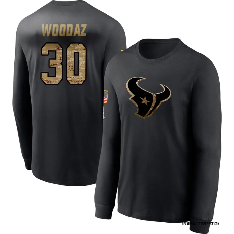 Men's Wade Woodaz Houston Texans Black 2020 Salute To Service Sideline Performance Long Sleeve T-Shirt