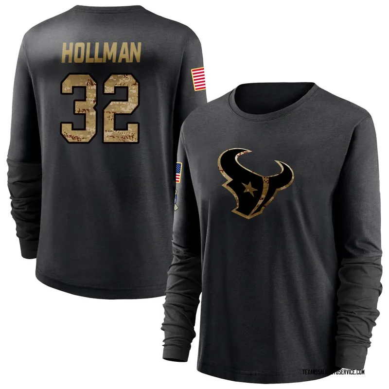 Women's Ka'dar Hollman Houston Texans Black 2020 Salute To Service Sideline Performance Long Sleeve T-Shirt