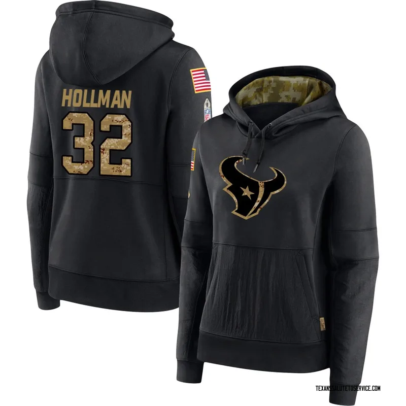Women's Ka'dar Hollman Houston Texans Black 2020 Salute to Service Sideline Performance Pullover Hoodie