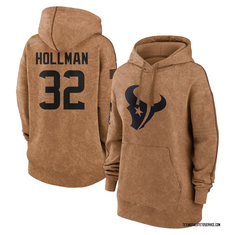 Women's Ka'dar Hollman Houston Texans Brown 2023 Salute To Service Pullover Hoodie