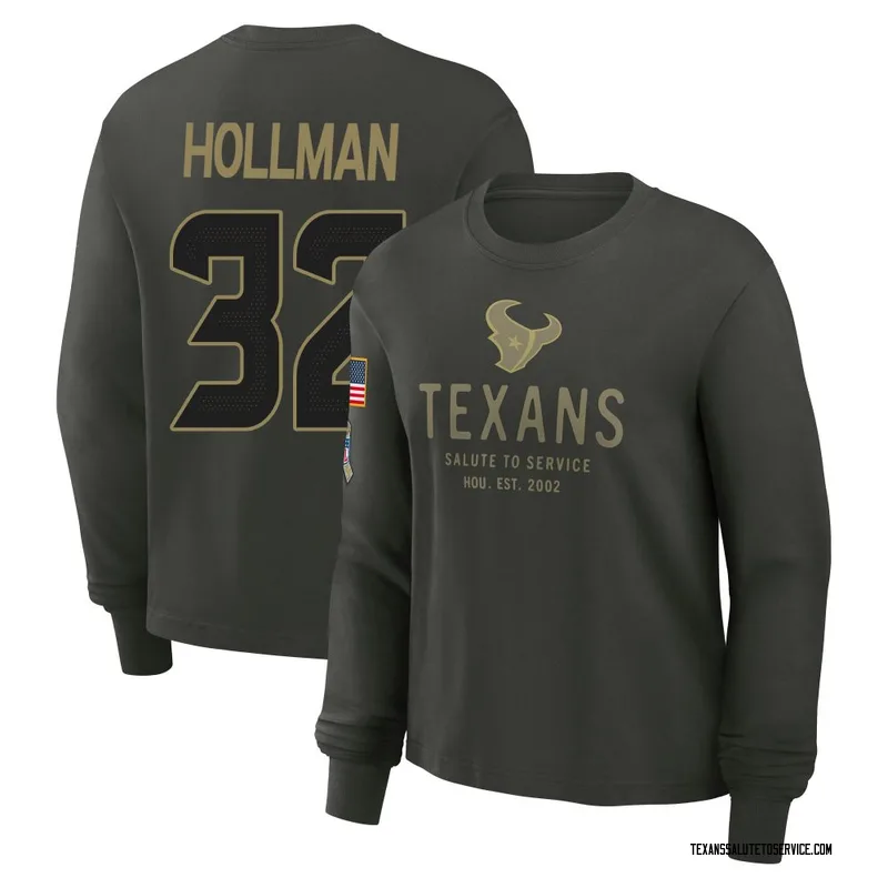 Women's Ka'dar Hollman Houston Texans Green Dark/ 2025 Salute to Service Sideline Long Sleeve T-Shirt