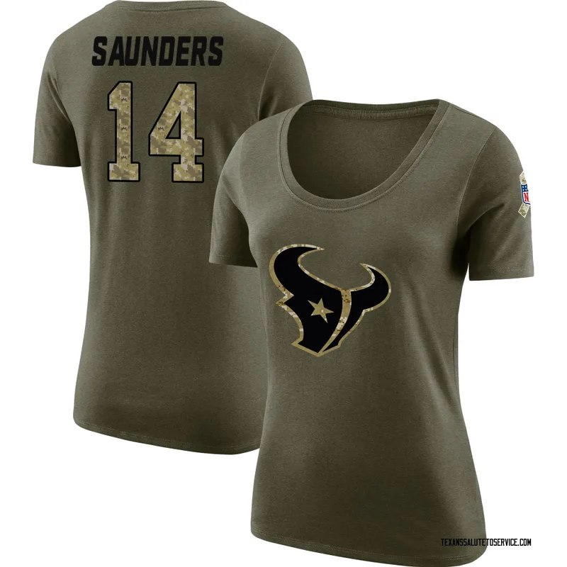 Women's Treyvohn Saunders Houston Texans Legend Olive Salute to Service Scoop Neck T-Shirt