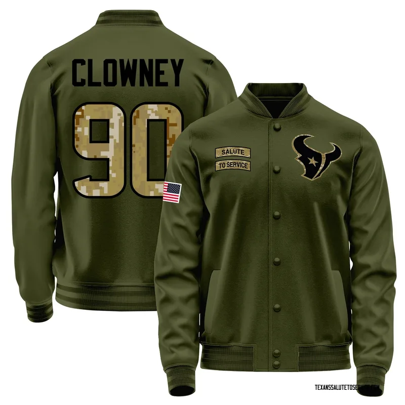 Youth Jadeveon Clowney Houston Texans Olive Salute to Service Sideline Performance Jacket