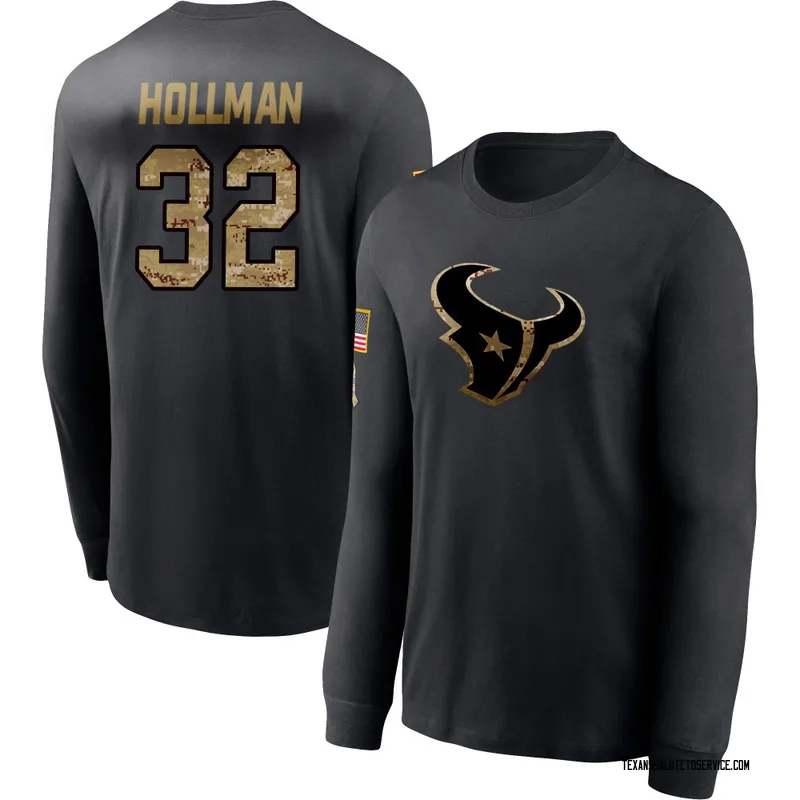Youth Ka'dar Hollman Houston Texans Black 2020 Salute To Service Sideline Performance Long Sleeve T-Shirt
