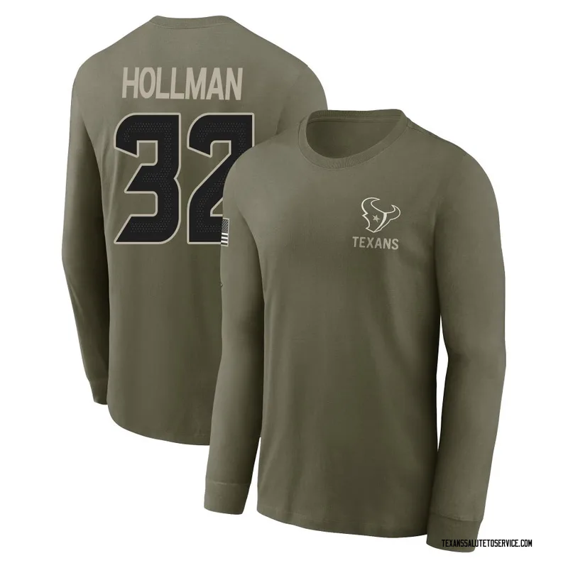 Youth Ka'dar Hollman Houston Texans Olive 2025 Salute to Service Sideline Long Sleeve T-Shirt