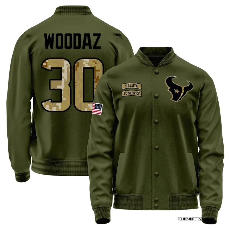 Youth Wade Woodaz Houston Texans Olive Salute to Service Sideline Performance Jacket
