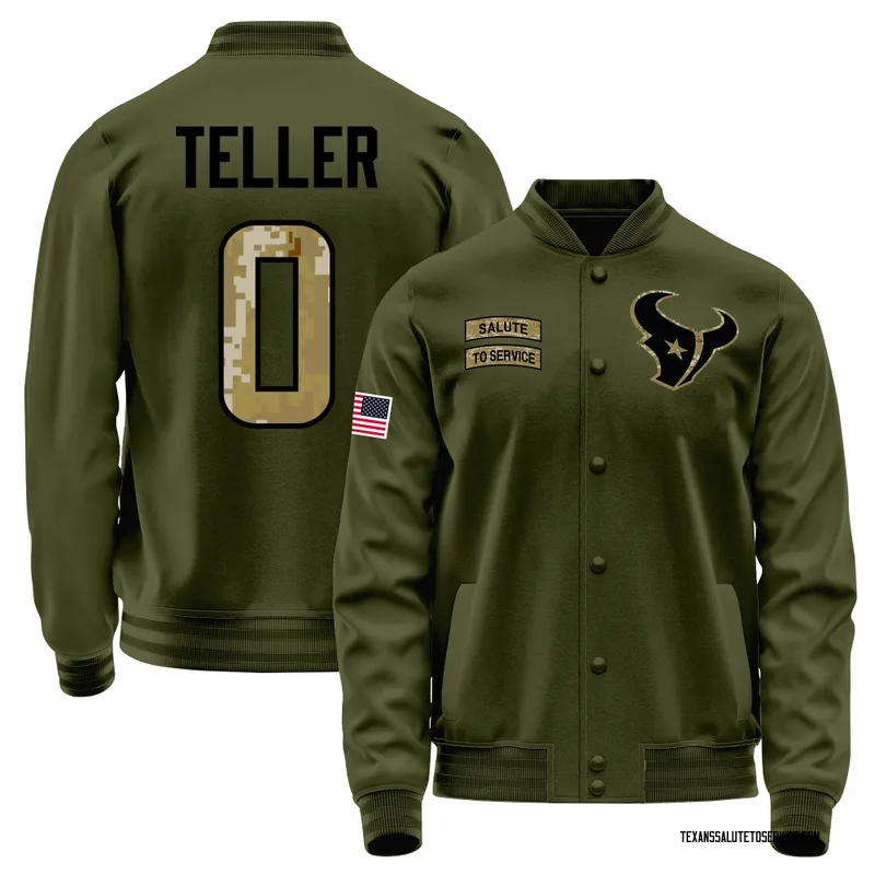 Youth Wyatt Teller Houston Texans Olive Salute to Service Sideline Performance Jacket